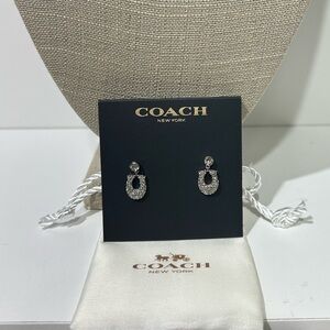 Coach Silver Signature Pavé Earrings NWT Dust bag included